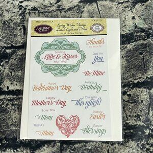 JustRite AMY FEDDER  SPRING WISHES VINTAGE LABELS 8 & 9 Clear Stamps CR-02121